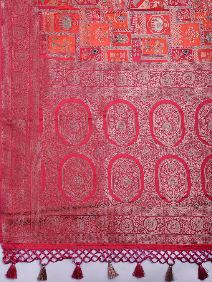 Rani Satin Woven Saree
