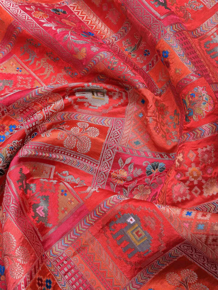Rani Satin Woven Saree