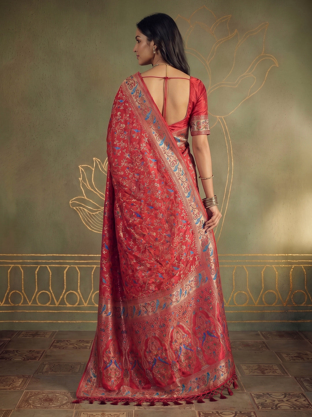 Rani Satin Woven Saree