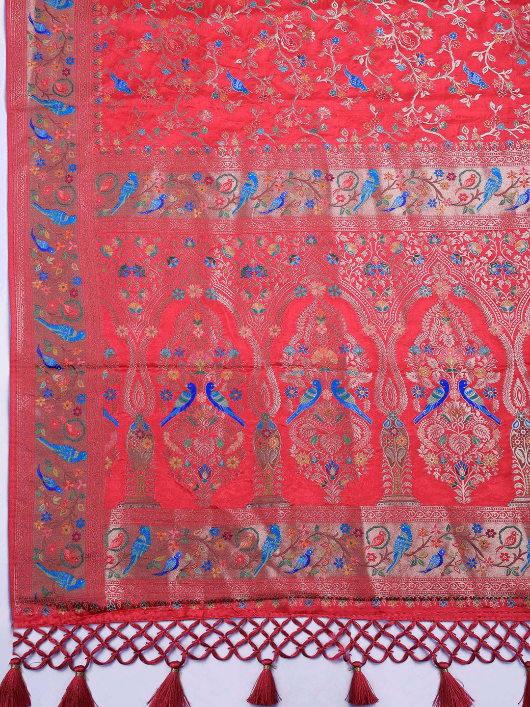 Rani Satin Woven Saree