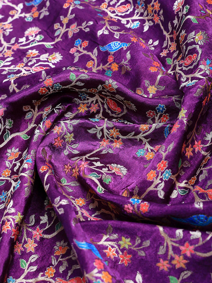 Wine Satin Woven Saree
