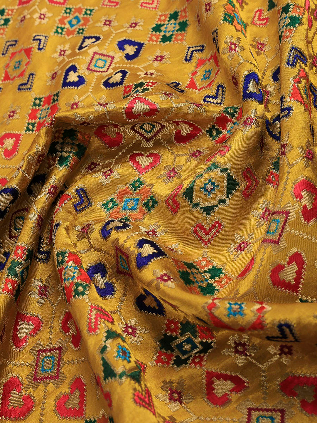 Mustard Satin Woven Saree