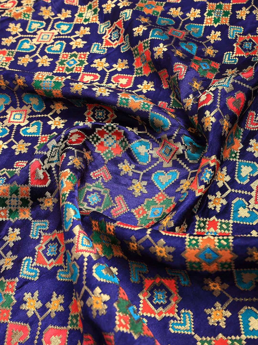 Navy Blue Satin Woven Saree