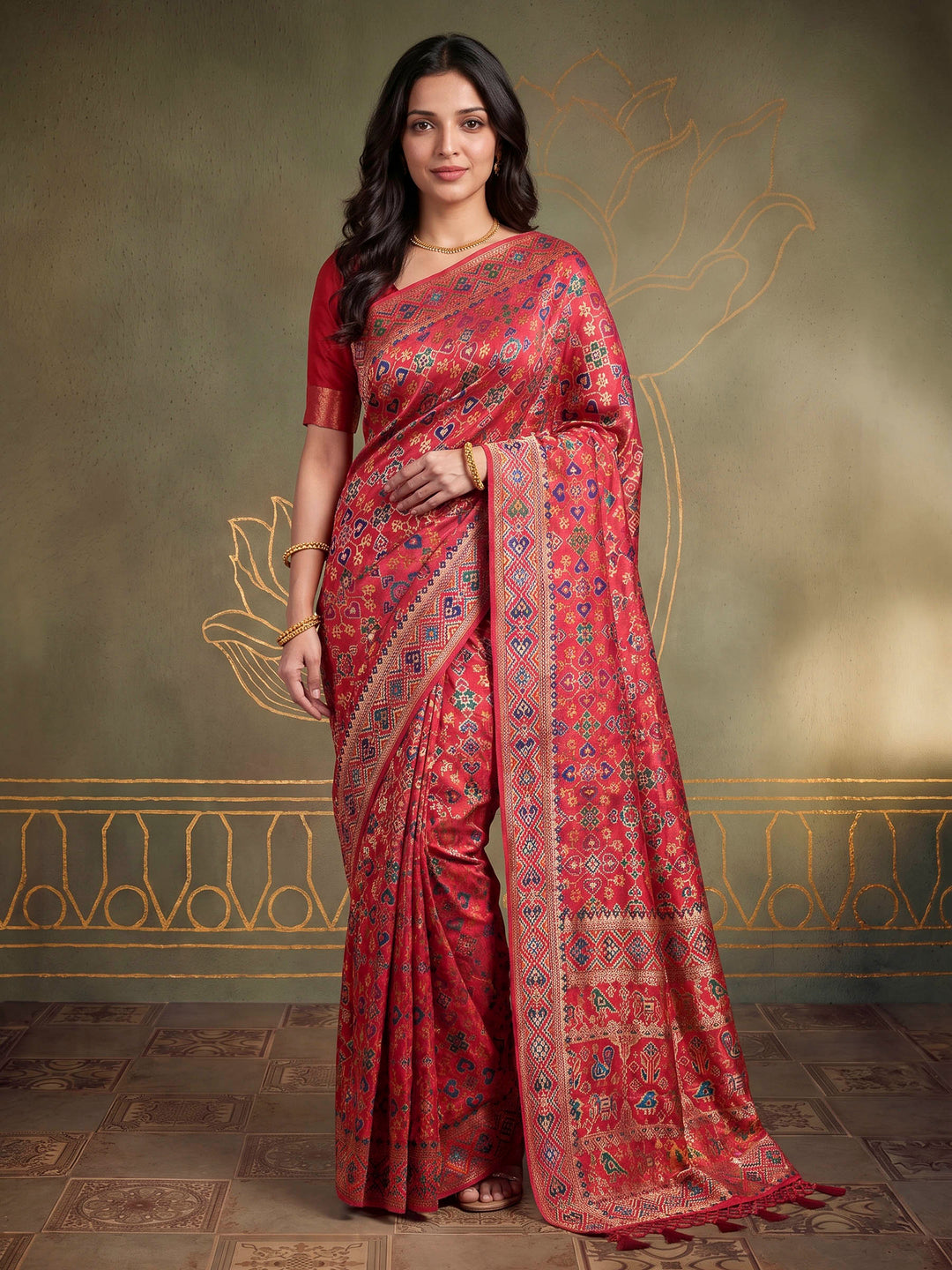 Rani Satin Woven Saree