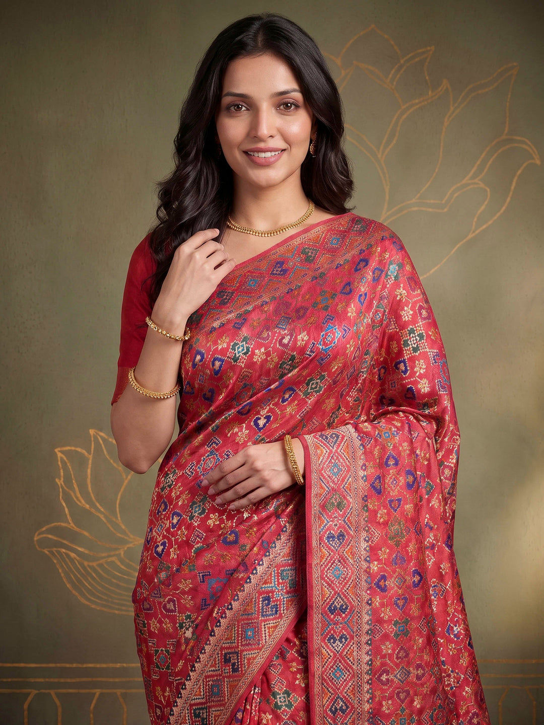 Rani Satin Woven Saree