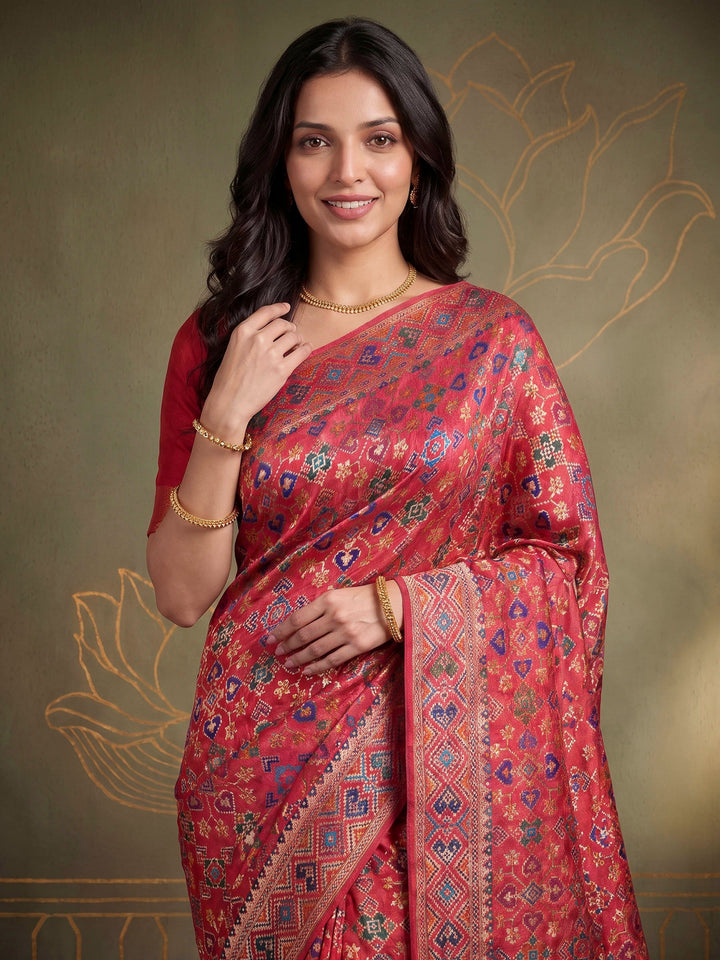 Rani Satin Woven Saree