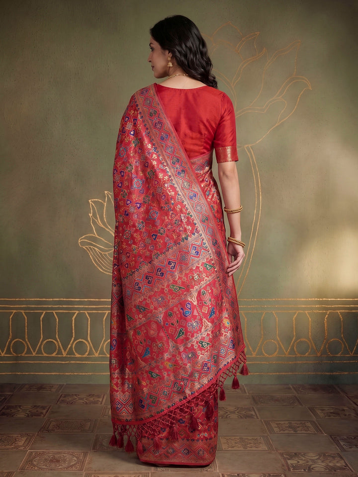 Rani Satin Woven Saree