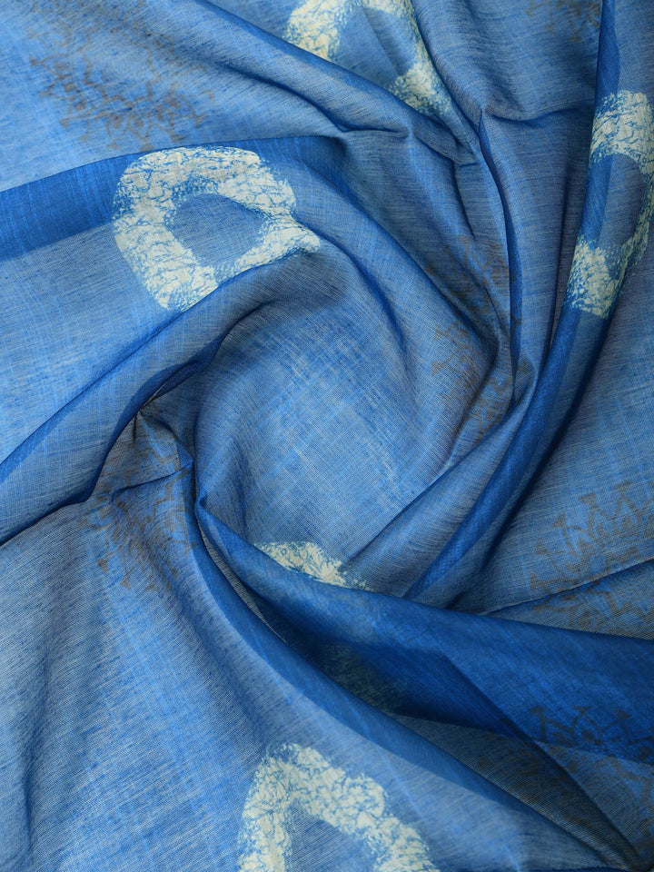 Blue Art Silk Plain Unstitched Dress Material