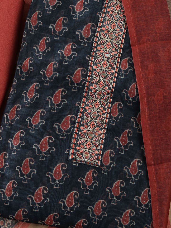 Maroon Art Silk Plain Unstitched Dress Material