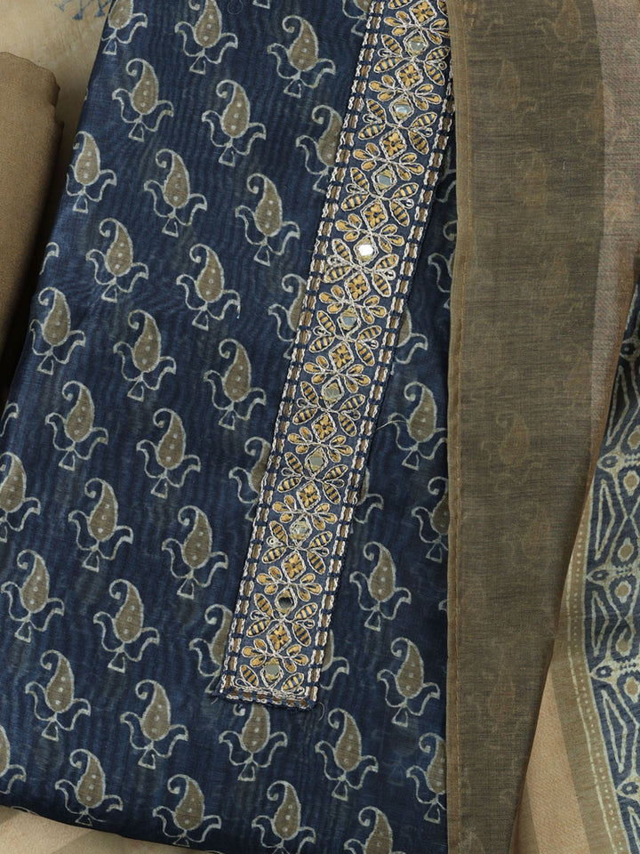 Mehndi Art Silk Plain Unstitched Dress Material