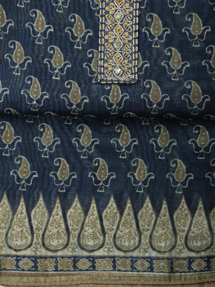 Mehndi Art Silk Plain Unstitched Dress Material