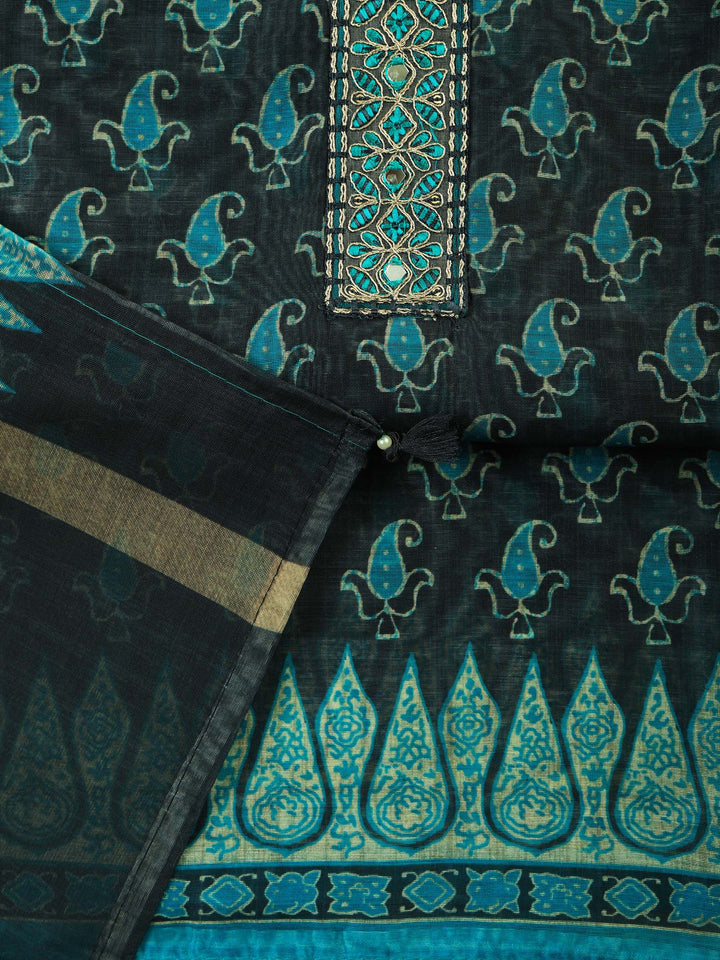 Sea-Green Art Silk Plain Unstitched Dress Material