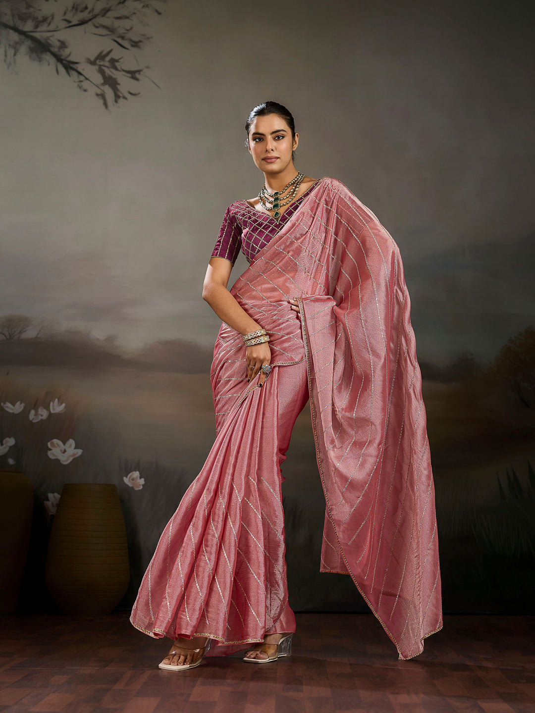 Gazari Chiffon Embroidered Sarees