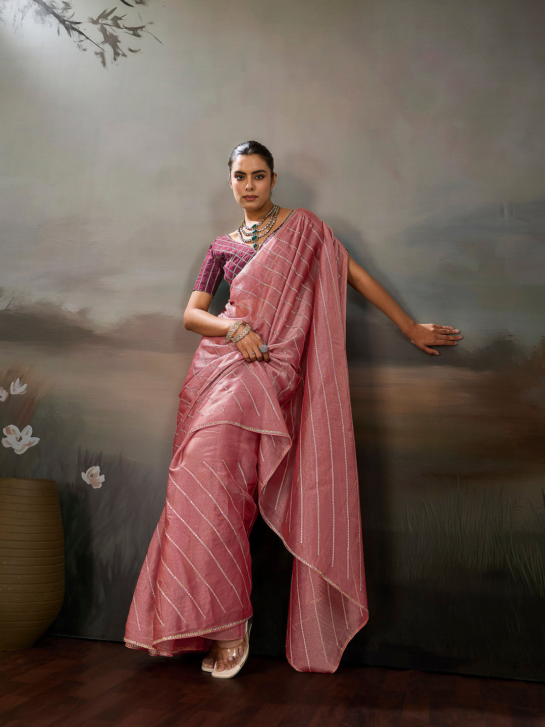 Gazari Chiffon Embroidered Sarees