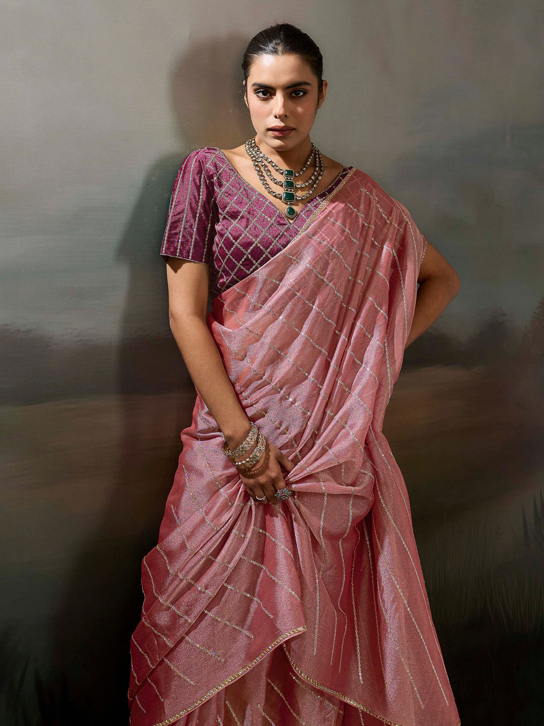 Gazari Chiffon Embroidered Sarees