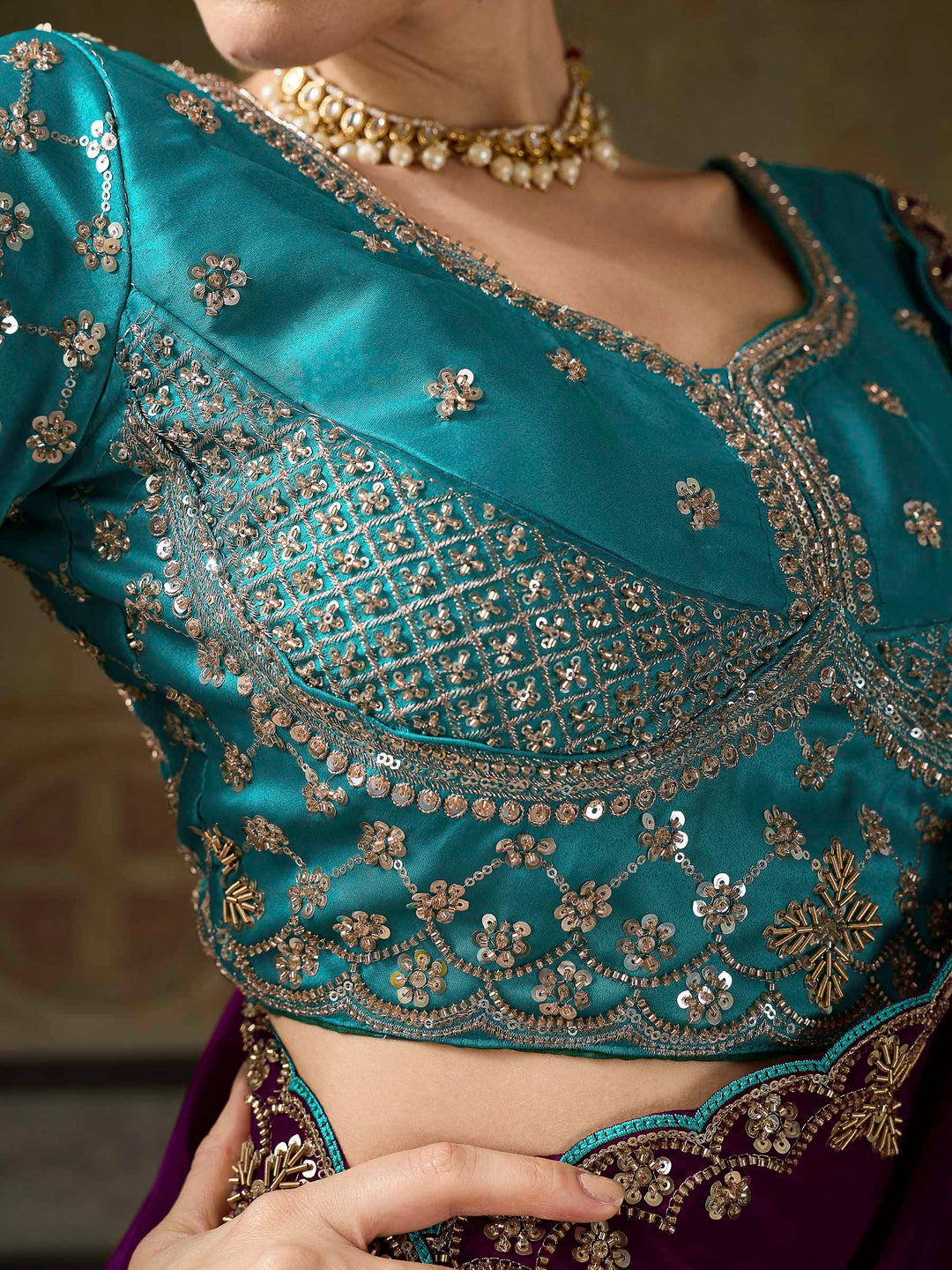 Burgundy Chiffon Embroidered Sarees