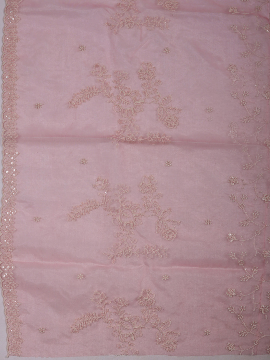 Pink Chanderi Embroidered Unstitched Dress Material