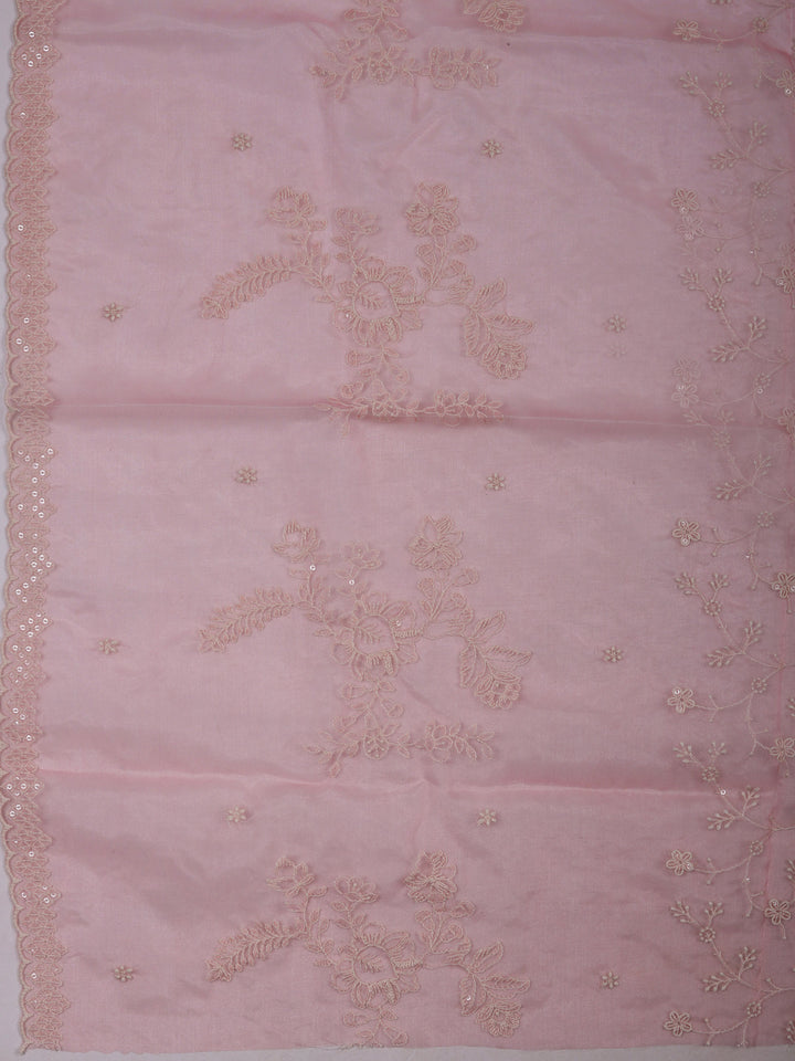 Pink Chanderi Embroidered Unstitched Dress Material