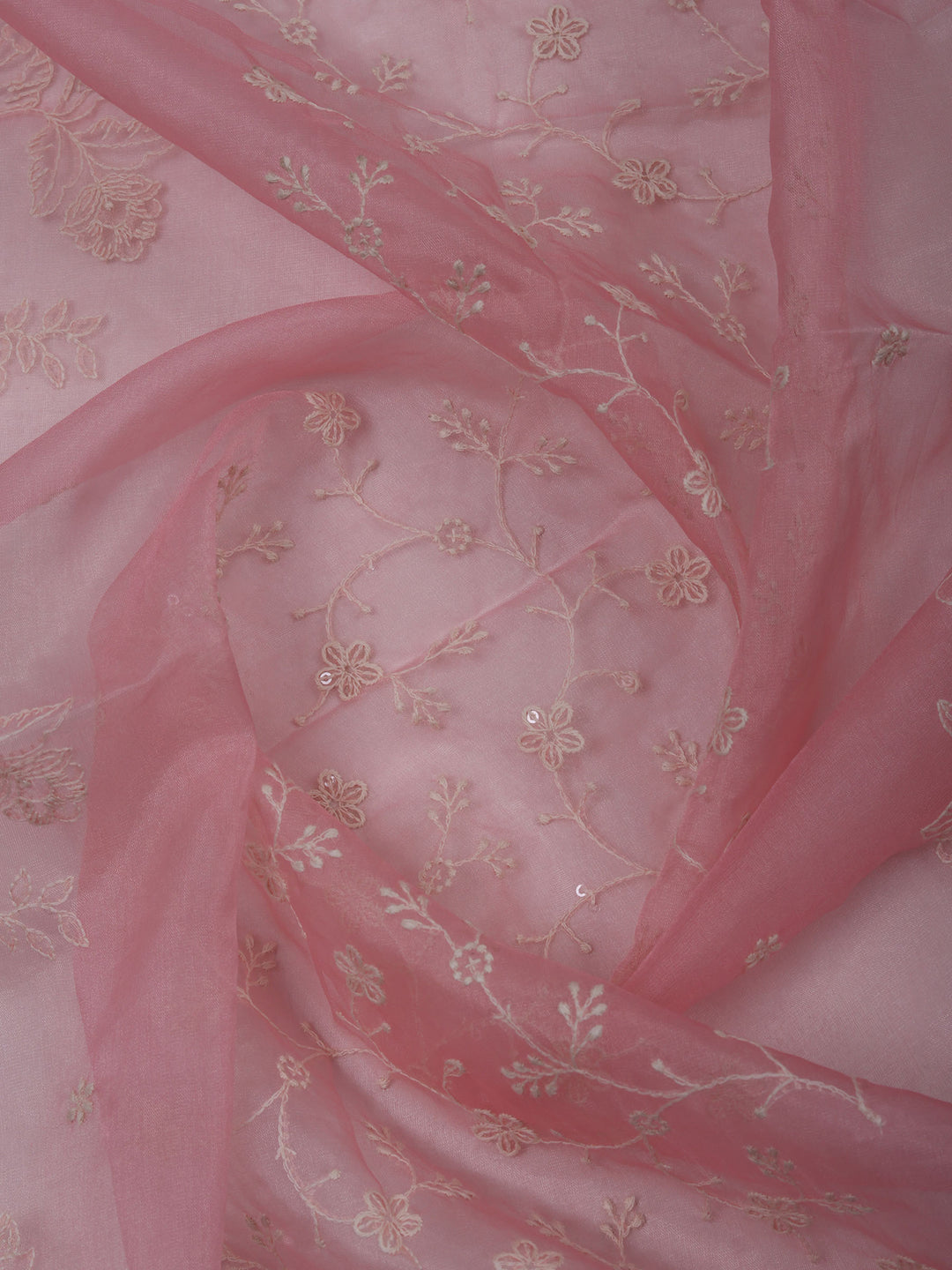 Pink Chanderi Embroidered Unstitched Dress Material