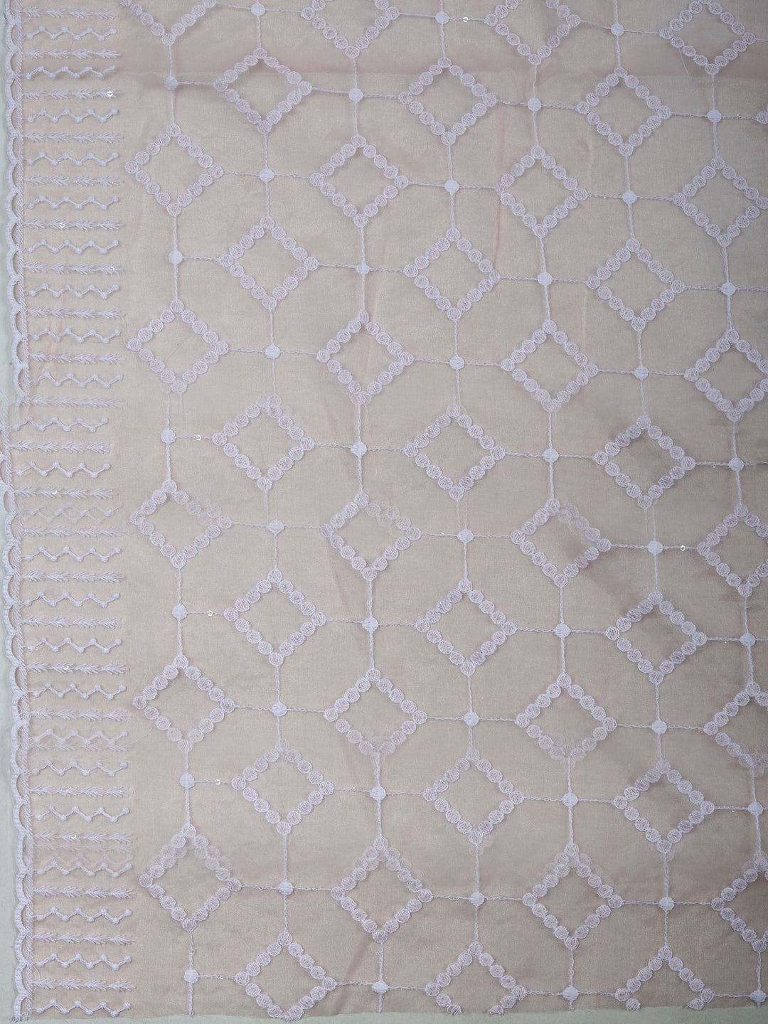 Peach Chanderi Embroidered Unstitched Dress Material