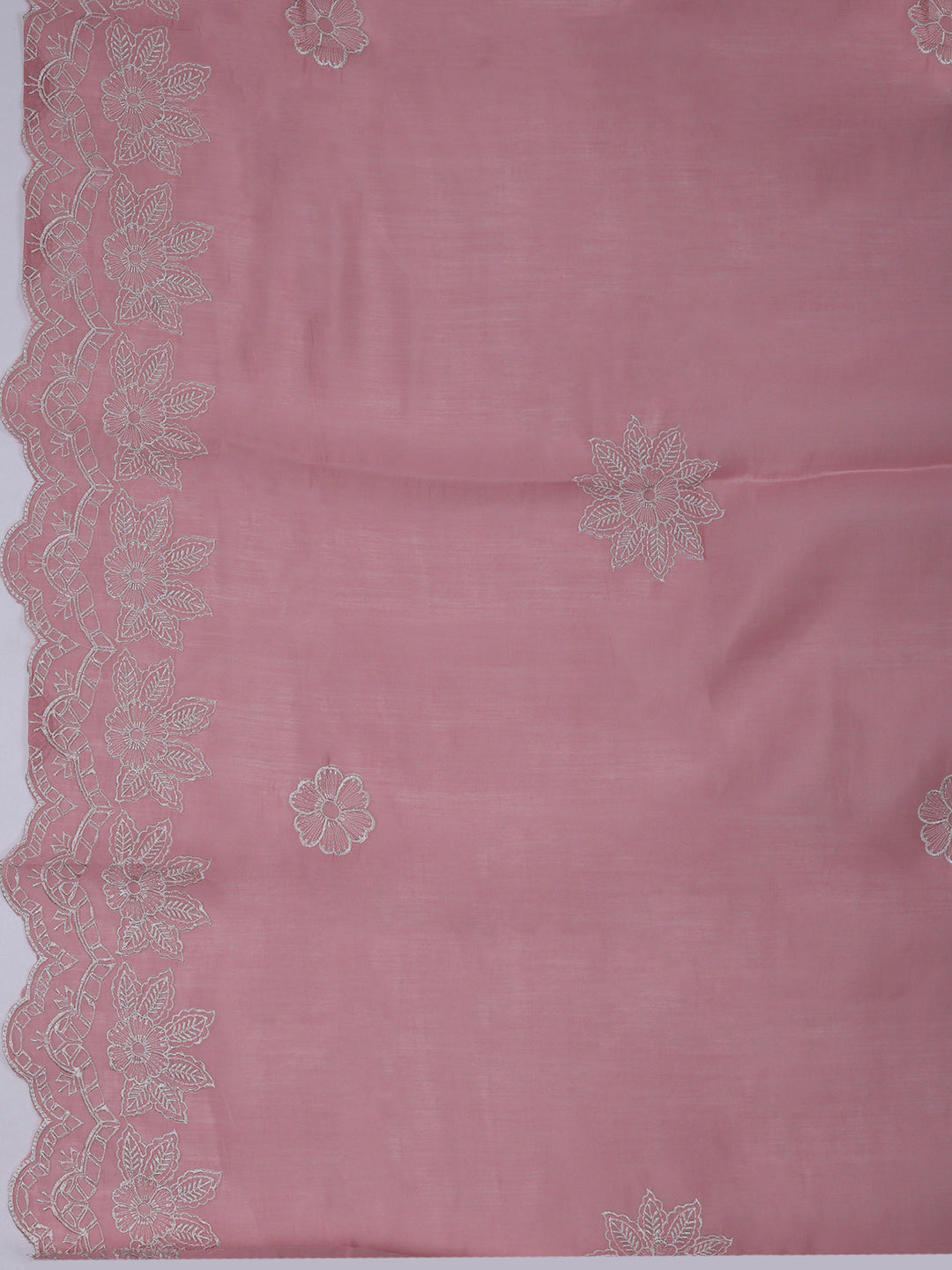 Pink Chanderi Embroidered Unstitched Dress Material