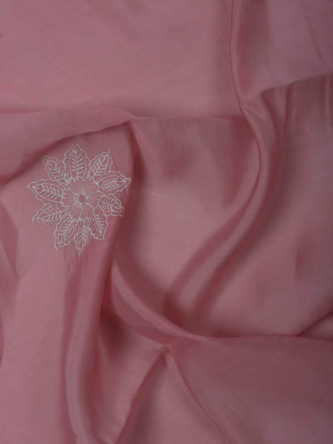Pink Chanderi Embroidered Unstitched Dress Material