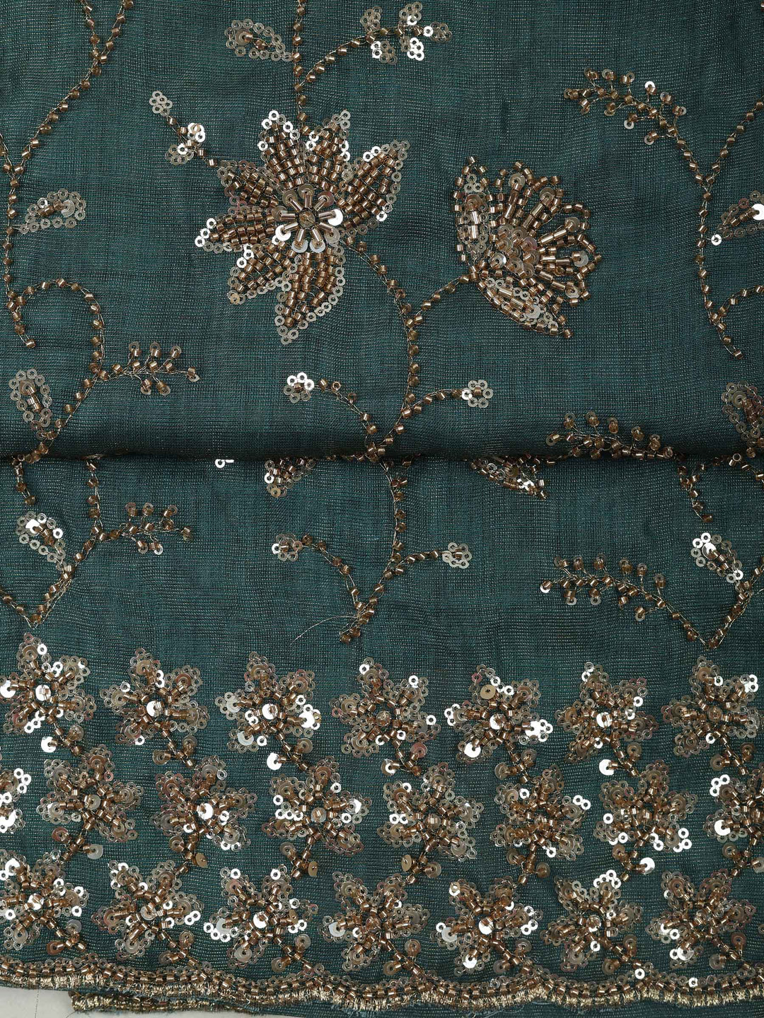 Green Tissue Embroidered Unstitched Dress Material