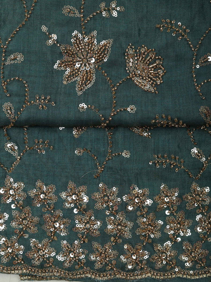 Green Tissue Embroidered Unstitched Dress Material