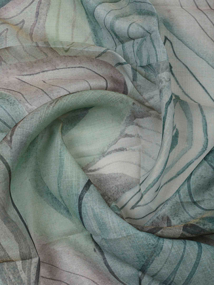 Green Tissue Embroidered Unstitched Dress Material