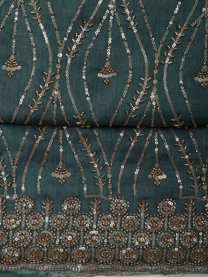 Green Tissue Embroidered Unstitched Dress Material