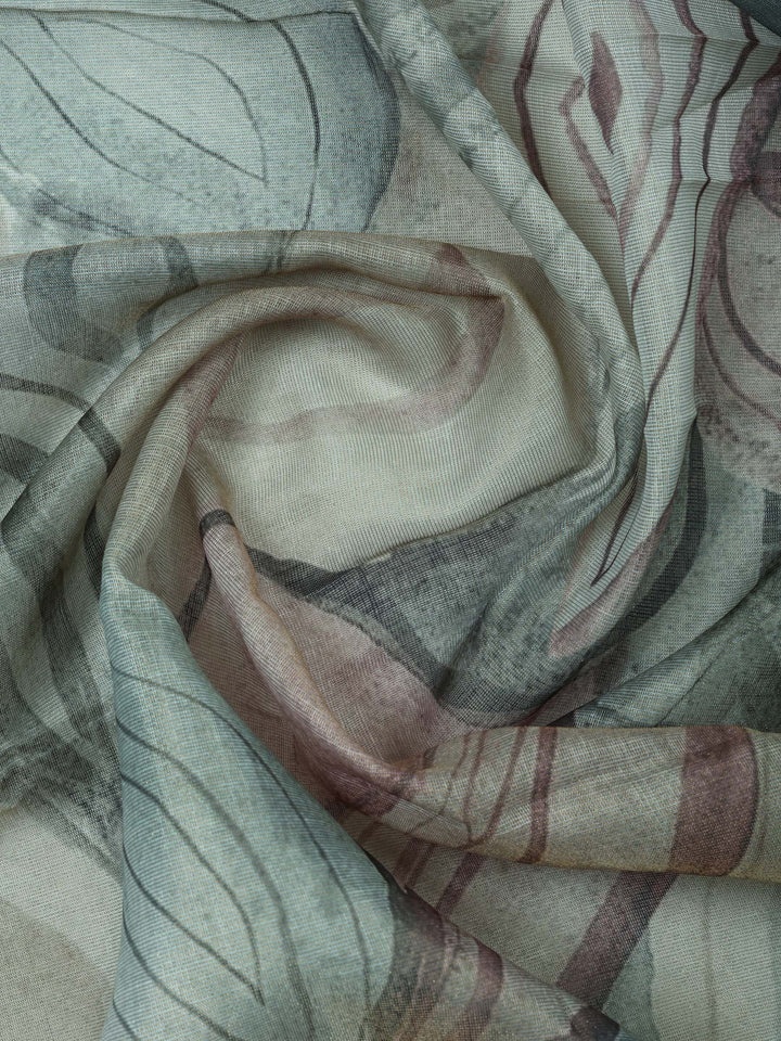 Grey Tissue Embroidered Unstitched Dress Material