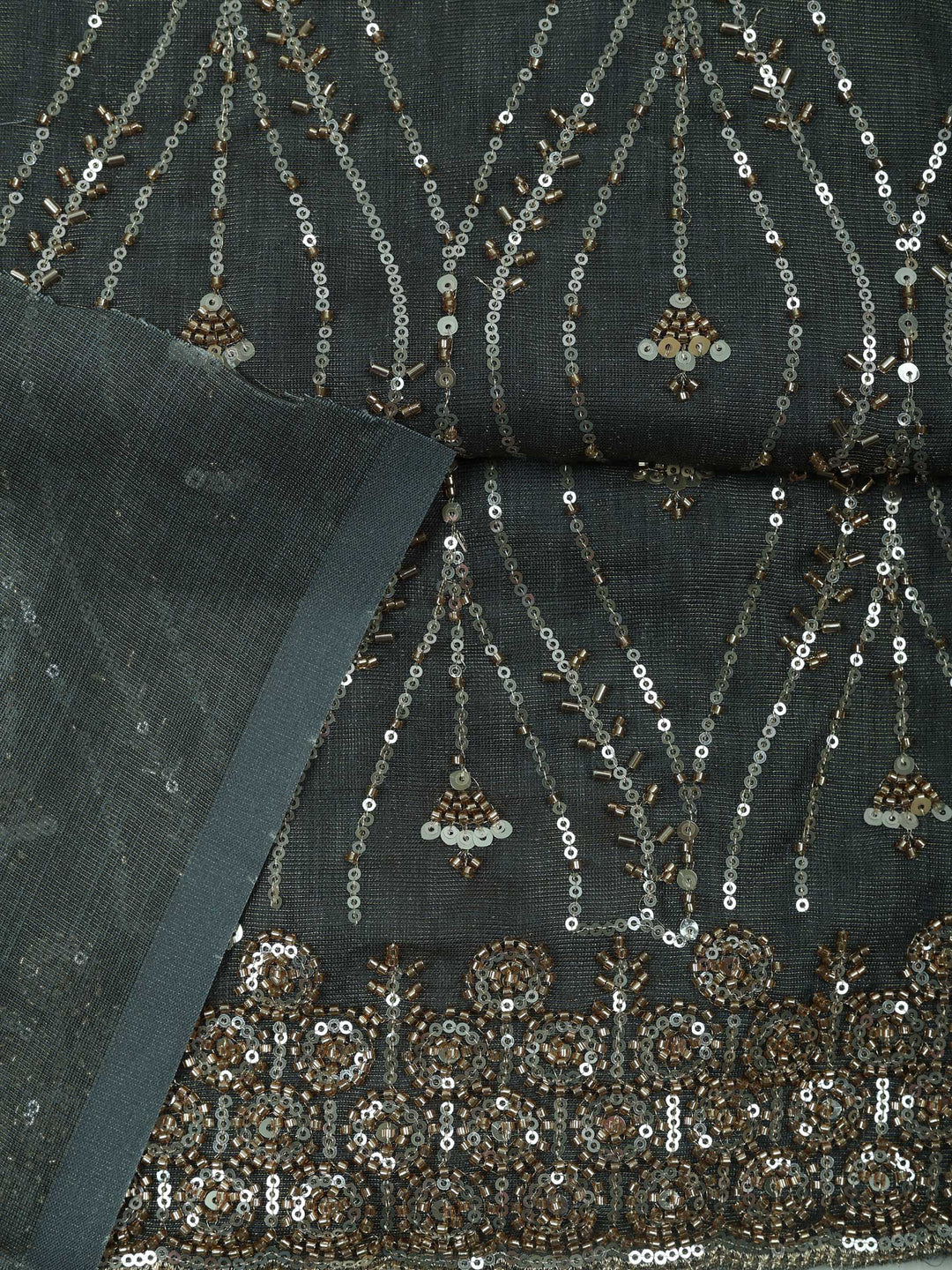 Grey Tissue Embroidered Unstitched Dress Material