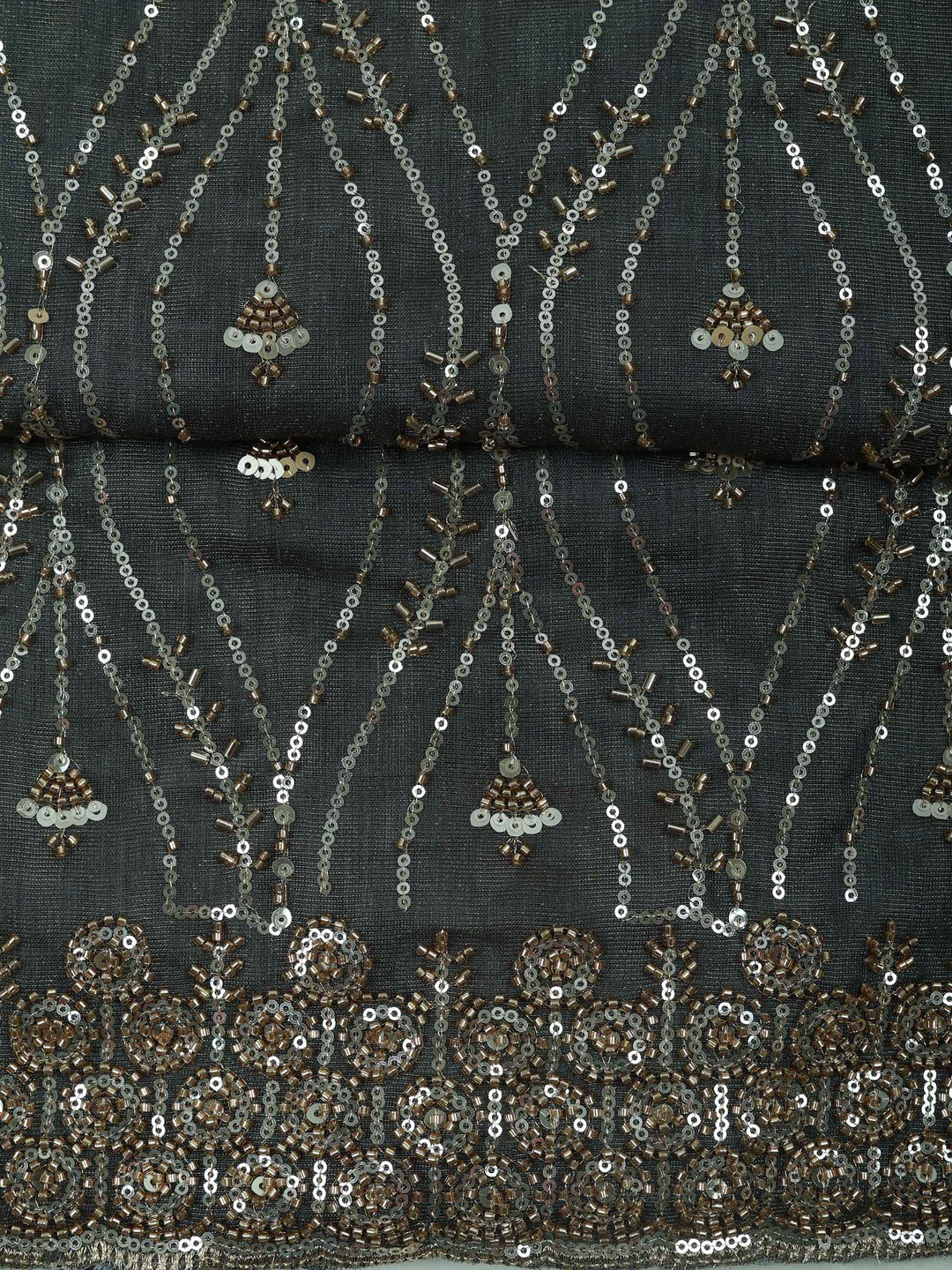 Grey Tissue Embroidered Unstitched Dress Material