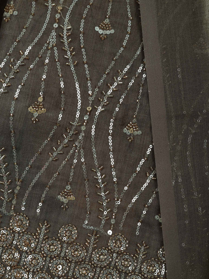Mehndi Tissue Embroidered Unstitched Dress Material
