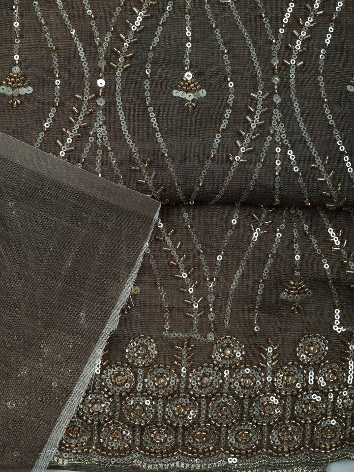 Mehndi Tissue Embroidered Unstitched Dress Material
