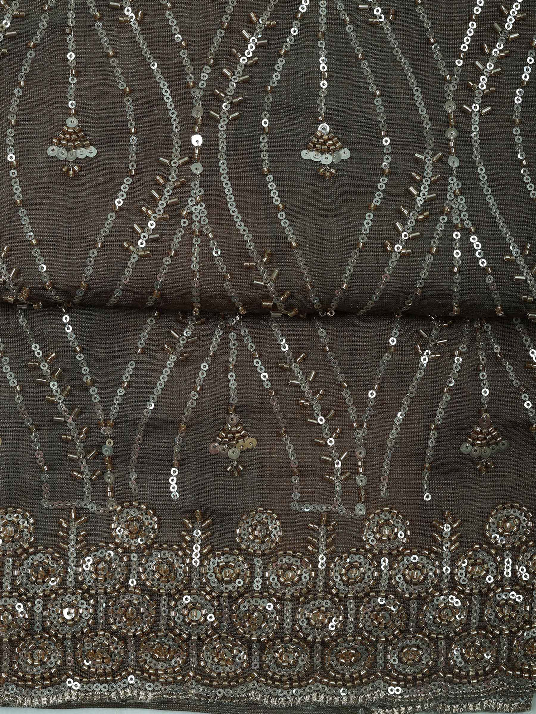 Mehndi Tissue Embroidered Unstitched Dress Material