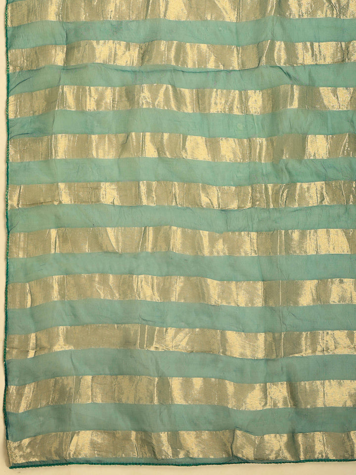 Rama Green Embroidered Chanderi Kurta With Pant &amp; Dupatta