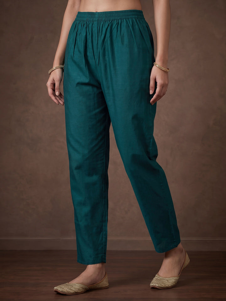 Rama Green Embroidered Chanderi Kurta With Pant &amp; Dupatta