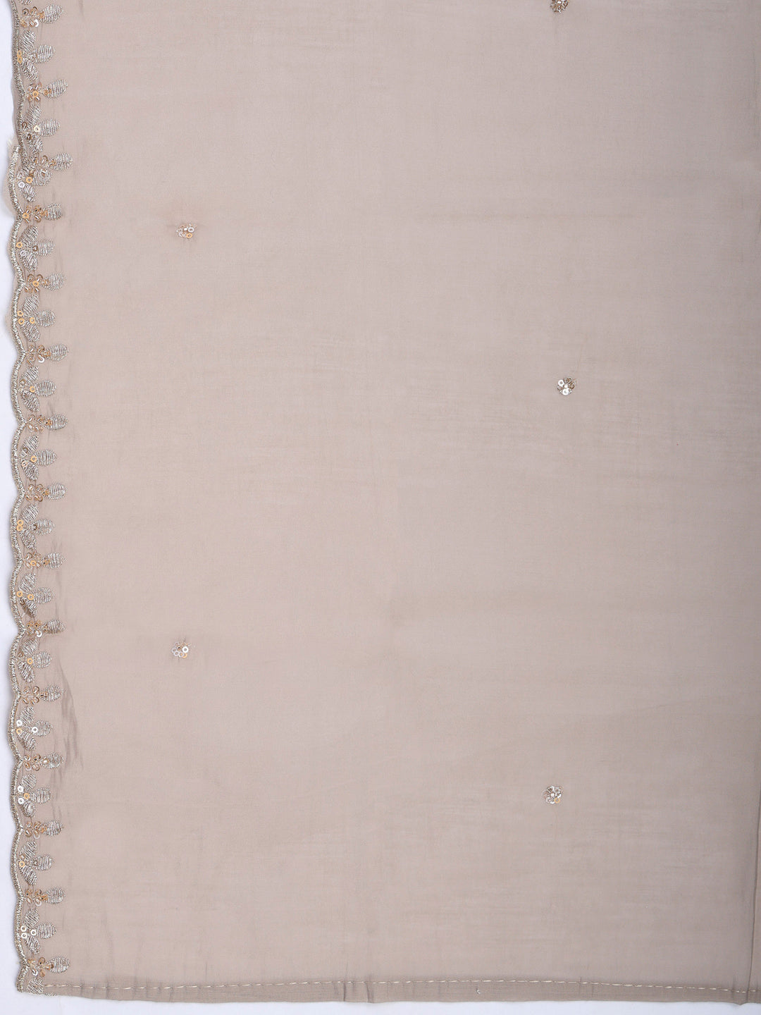 Grey Lt Embroidered Chanderi Kurta With Pant &amp; Dupatta
