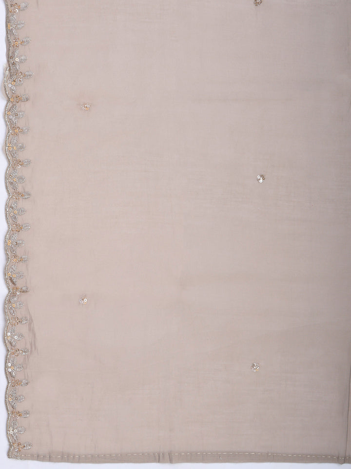 Grey Lt Embroidered Chanderi Kurta With Pant &amp; Dupatta