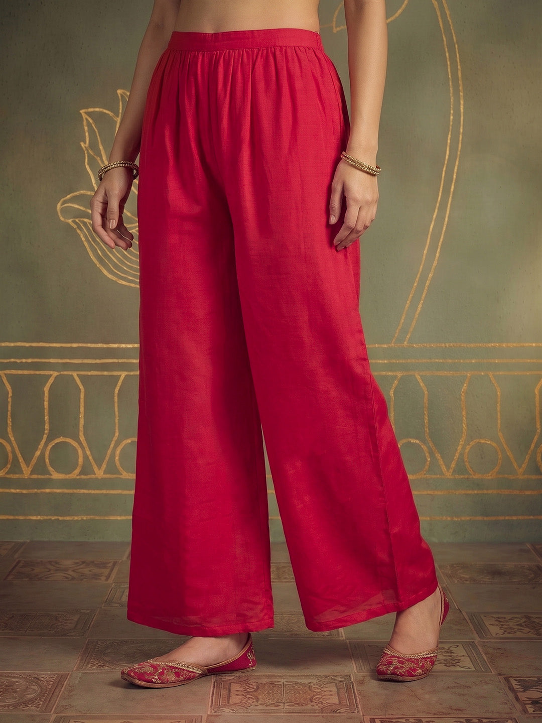 Rani Art Silk Embroidered Kurta With Pant &amp; Dupatta