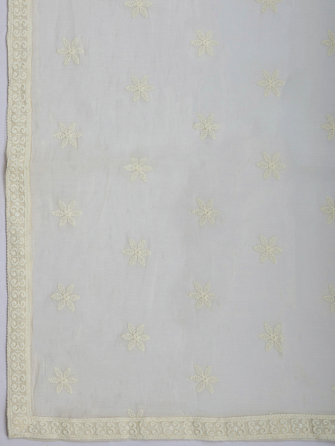 Aqua Green Embroidered Cotton Blend Kurta With Pant &amp; Dupatta
