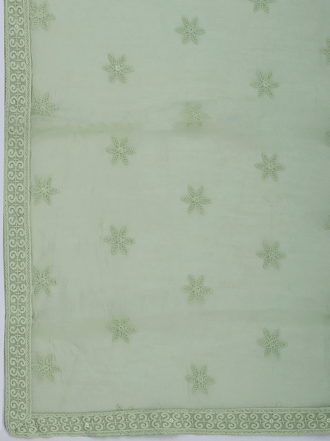 Cream Embroidered Cotton Blend Kurta With Pant &amp; Dupatta