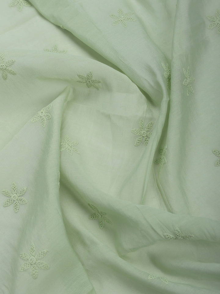 Cream Embroidered Cotton Blend Kurta With Pant &amp; Dupatta
