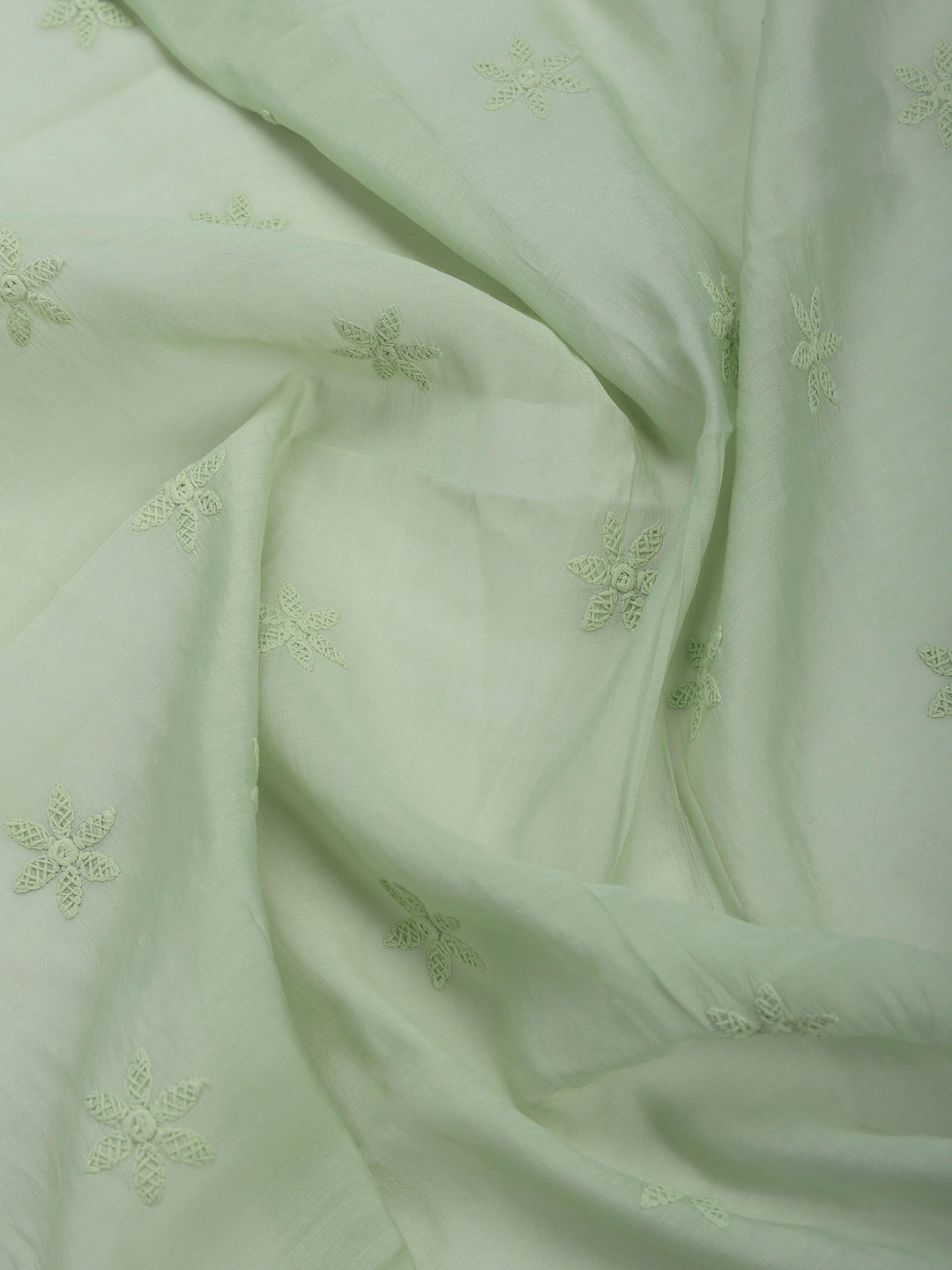 Aqua Green Embroidered Cotton Blend Kurta With Pant &amp; Dupatta