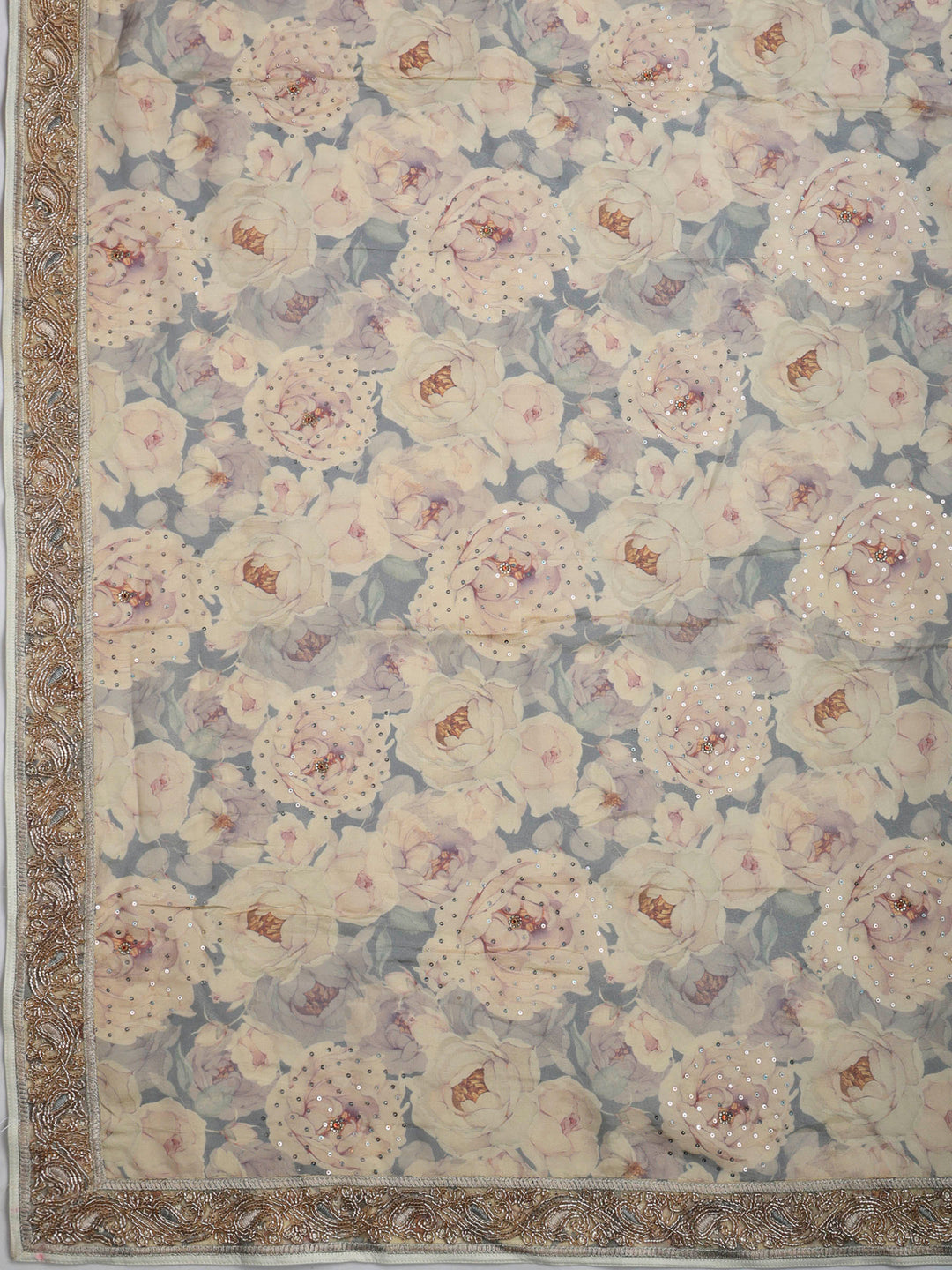 Grey Art Silk Printed Saree