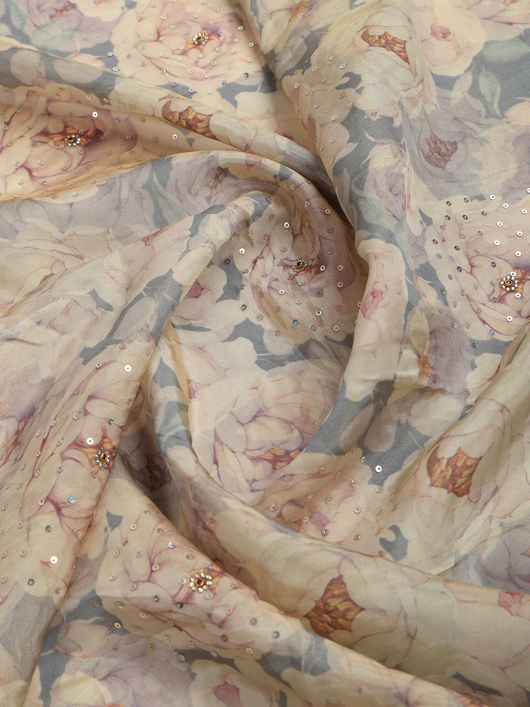 Grey Art Silk Printed Saree