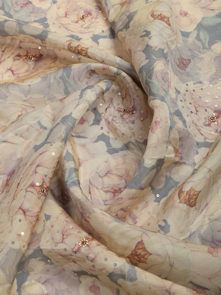 Grey Art Silk Printed Saree