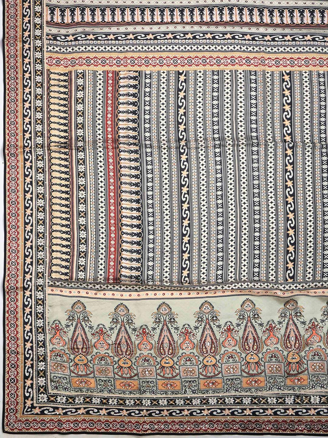 Black Art Silk Printed Saree