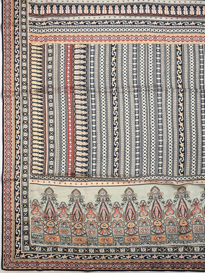 Black Art Silk Printed Saree